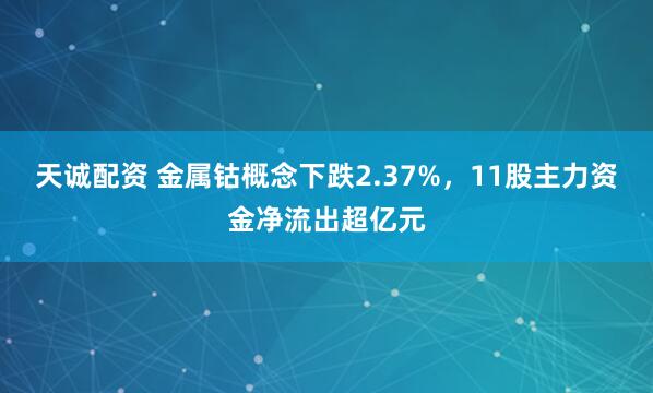 天诚配资 金属钴概念下跌2.37%，11股主力资金净流出超亿元